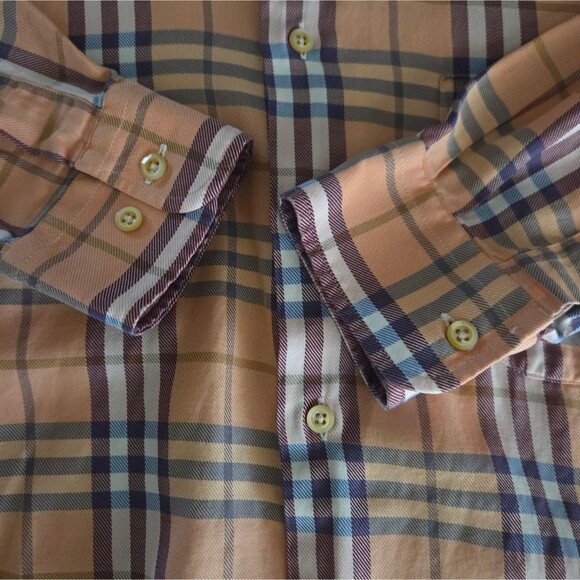 Burberry London Nova Check Plaid Long Sleeve Button Front Cotton Twill Shirt M - Picture 5 of 15